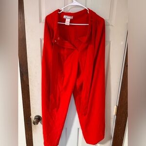 Red wide leg dress pants